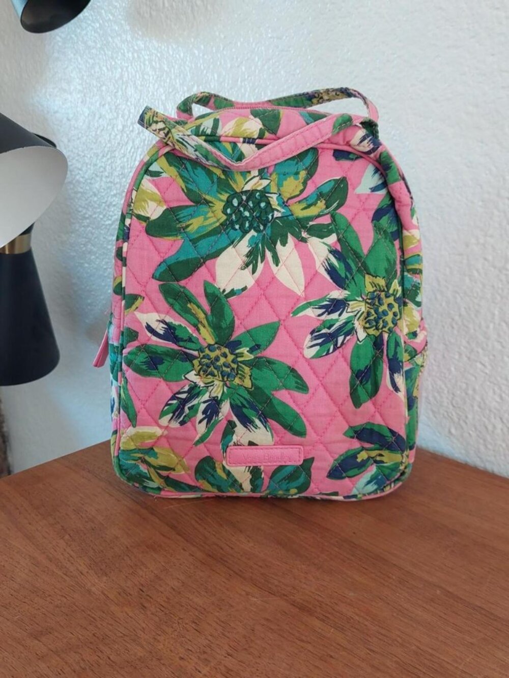 vera bradley tropical paradise Pink quilted lunch bag lunchbox with green and ye